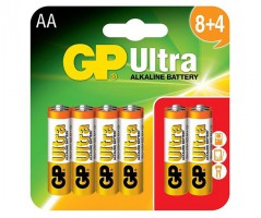 GP Ultra Alkaline Batteries AA card of 12 (8+4) £3.69
